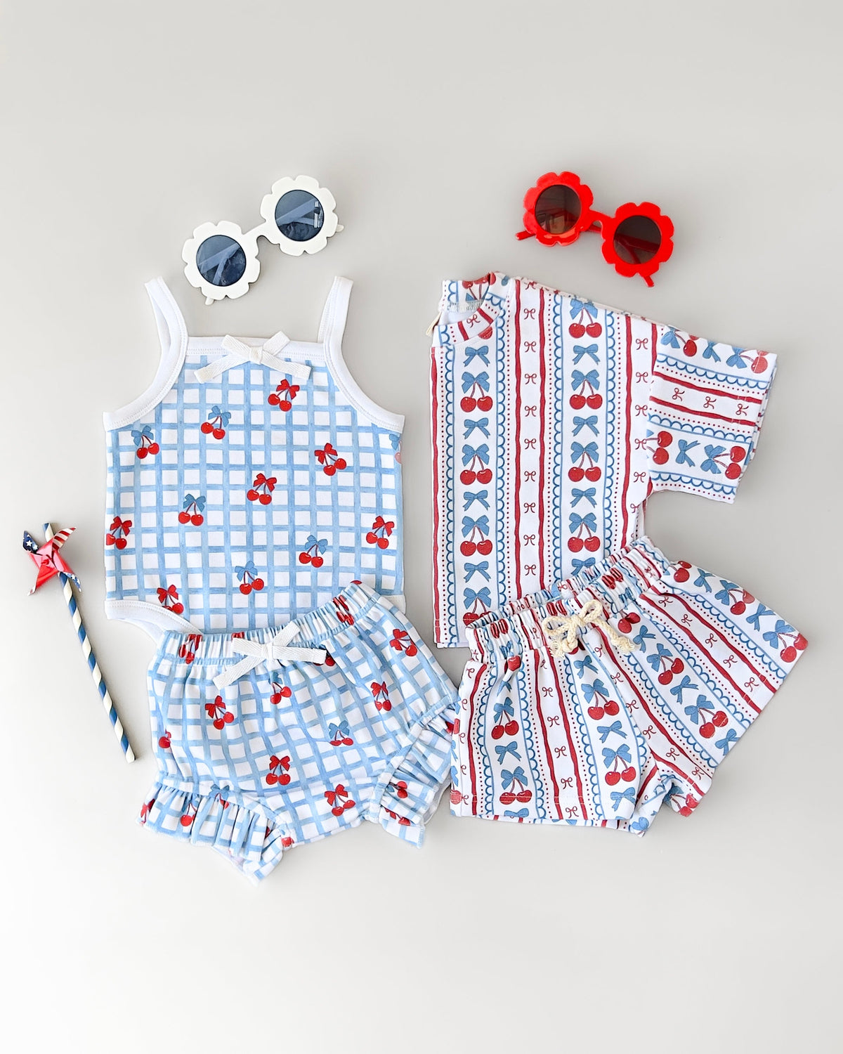 Shorts Set | Cherries & Stripes